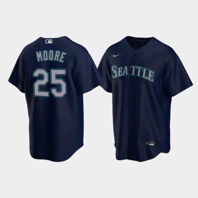 Men Seattle Mariners #25 Dylan Moore Navy Replica Alternate Jersey