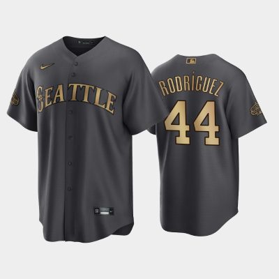 Men Seattle Mariners Julio Rodriguez #44 2022 MLB All-Star Game AL Charcoal Jersey Replica