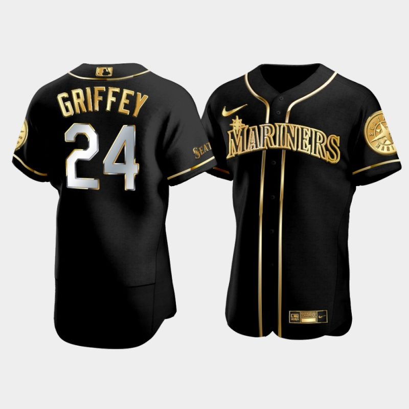 Men Seattle Mariners Ken Griffey Jr. #24 Black Golden Edition Jersey