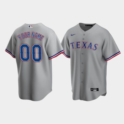 Men Texas Rangers #00 Custom Gray 2020 Replica Road Jersey