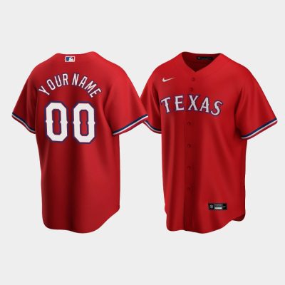 Men Texas Rangers #00 Custom Red 2020 Replica Alternate Jersey