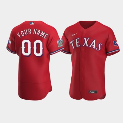 Men Texas Rangers #00 Custom Scarlet 2020 Alternate Jersey
