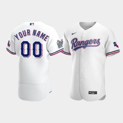 Men Texas Rangers #00 Custom White 2020 Home Jersey