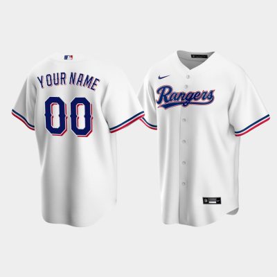 Men Texas Rangers #00 Custom White Replica Home Jersey