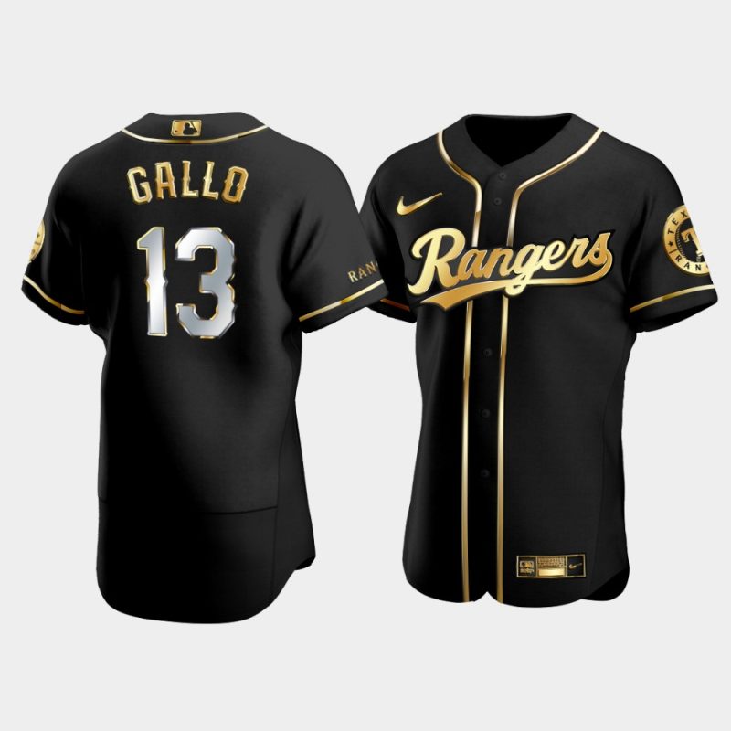 Men Texas Rangers #13 Joey Gallo Black Golden Edition Jersey