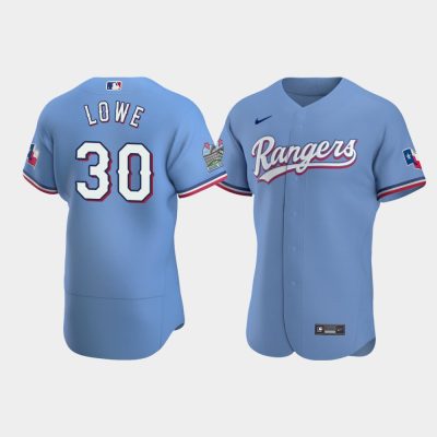 Men Texas Rangers #30 Nate Lowe Light Blue Alternate Jersey