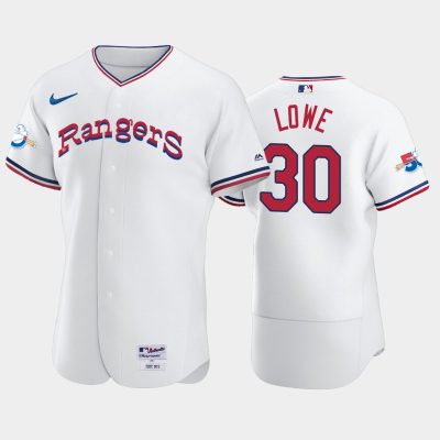 Men Texas Rangers #30 Nathaniel Lowe 1972 Throwback White 50th Anniversary Home Jersey