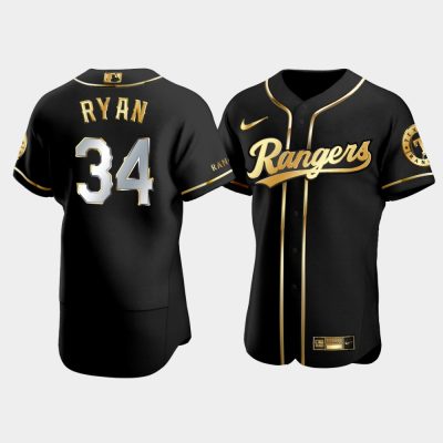 Men Texas Rangers #34 Nolan Ryan Black Golden Edition Jersey