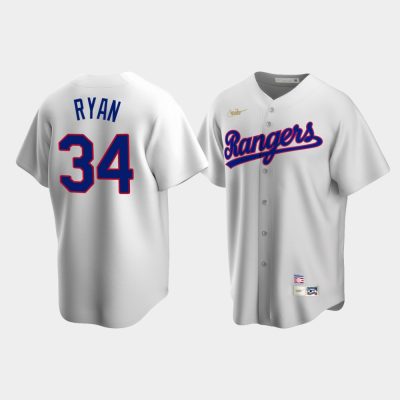 Men Texas Rangers #34 Nolan Ryan Cooperstown Collection Home White Jersey