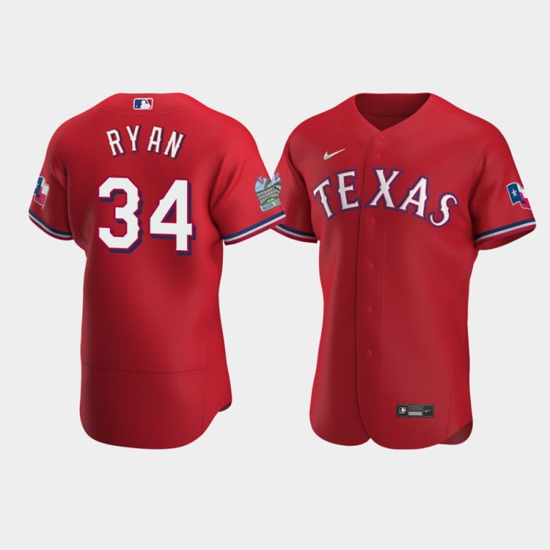 Men Texas Rangers #34 Nolan Ryan Scarlet Alternate Jersey