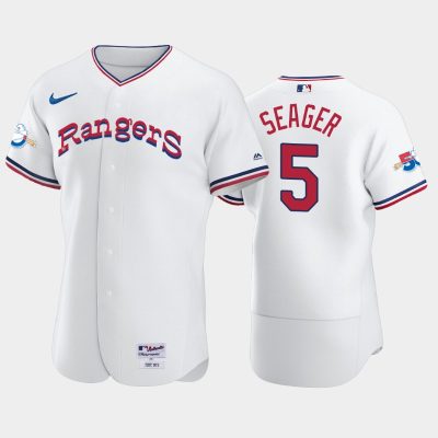 Men Texas Rangers #5 Corey Seager 1972 Throwback White 50th Anniversary Home Jersey