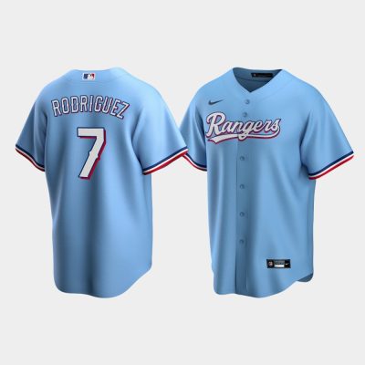 Men Texas Rangers #7 Ivan Rodriguez Light Blue Replica Alternate Jersey