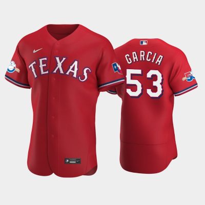 Men Texas Rangers Adolis Garcia Alternate Scarle 50th Anniversary Jersey