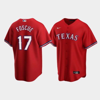 Men Texas Rangers Justin Foscue #17 Red 2020 MLB Draft Alternate Replica Jersey