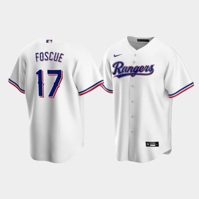 Men Texas Rangers Justin Foscue #17 White 2020 MLB Draft Home Replica Jersey