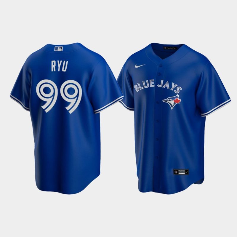 Men Toronto Blue Jays #99 Hyun-Jin Ryu Royal Replica Alternate Jersey