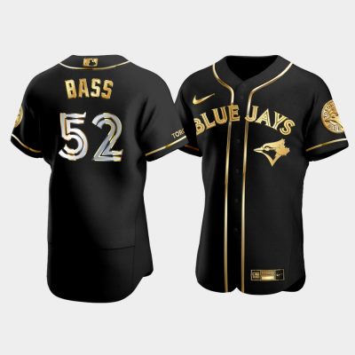 Men Toronto Blue Jays Anthony Bass #52 Black Gold Edition Jersey