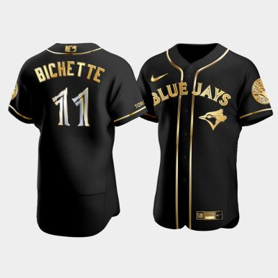 Men Toronto Blue Jays Bo Bichette #11 Black Gold Edition Jersey
