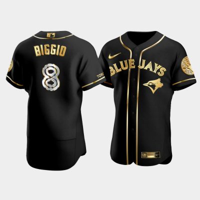Men Toronto Blue Jays Cavan Biggio #8 Black Gold Edition Jersey