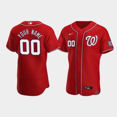 Men Washington Nationals #00 Custom Red 2020 Alternate Jersey