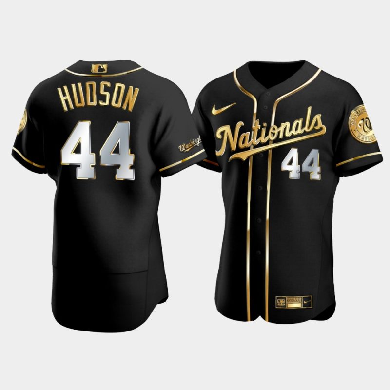 Men Washington Nationals Daniel Hudson #44 Black Gold Edition Jersey