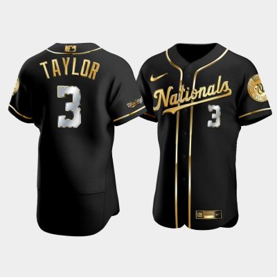 Men Washington Nationals Michael A. Taylor #3 Black Gold Edition Jersey