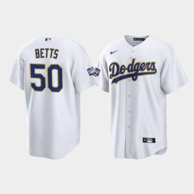 Mookie Betts Los Angeles Dodgers White 2021 Gold Program Replica Jersey