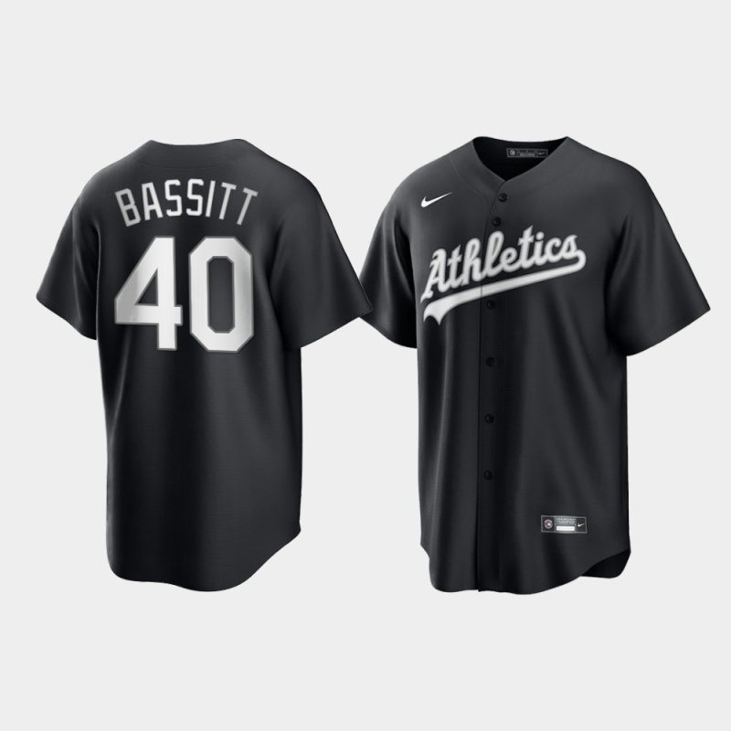 Oakland Athletics Chris Bassitt Black White 2021 All Black Fashion Replica Jersey