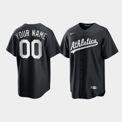 Oakland Athletics Custom Black White 2021 All Black Fashion Replica Jersey