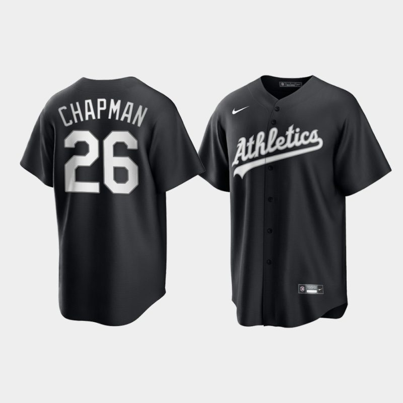 Oakland Athletics Matt Chapman Black White 2021 All Black Fashion Replica Jersey