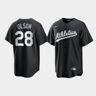 Oakland Athletics Matt Olson Black White 2021 All Black Fashion Replica Jersey