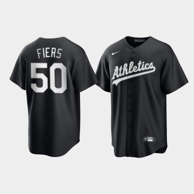 Oakland Athletics Mike Fiers Black White 2021 All Black Fashion Replica Jersey