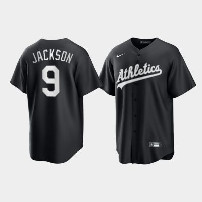 Oakland Athletics Reggie Jackson Black White 2021 All Black Fashion Replica Jersey