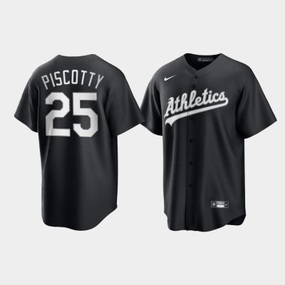 Oakland Athletics Stephen Piscotty Black White 2021 All Black Fashion Replica Jersey