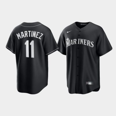 Seattle Mariners Edgar Martinez Black White 2021 All Black Fashion Replica Jersey