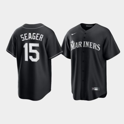 Seattle Mariners Kyle Seager Black White 2021 All Black Fashion Replica Jersey