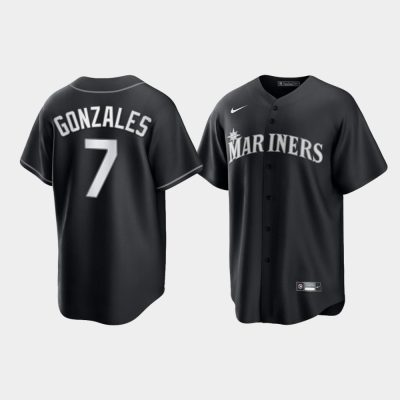 Seattle Mariners Marco Gonzales Black White 2021 All Black Fashion Replica Jersey
