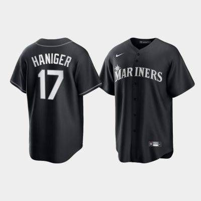 Seattle Mariners Mitch Haniger Black White 2021 All Black Fashion Replica Jersey