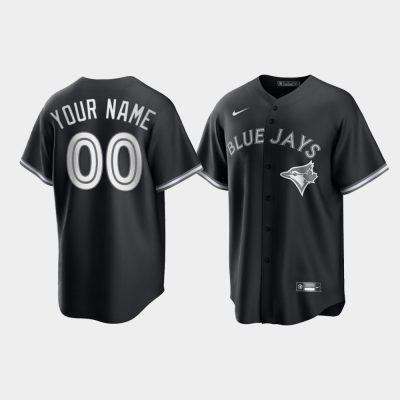 Toronto Blue Jays Custom Black White 2021 All Black Fashion Replica Jersey