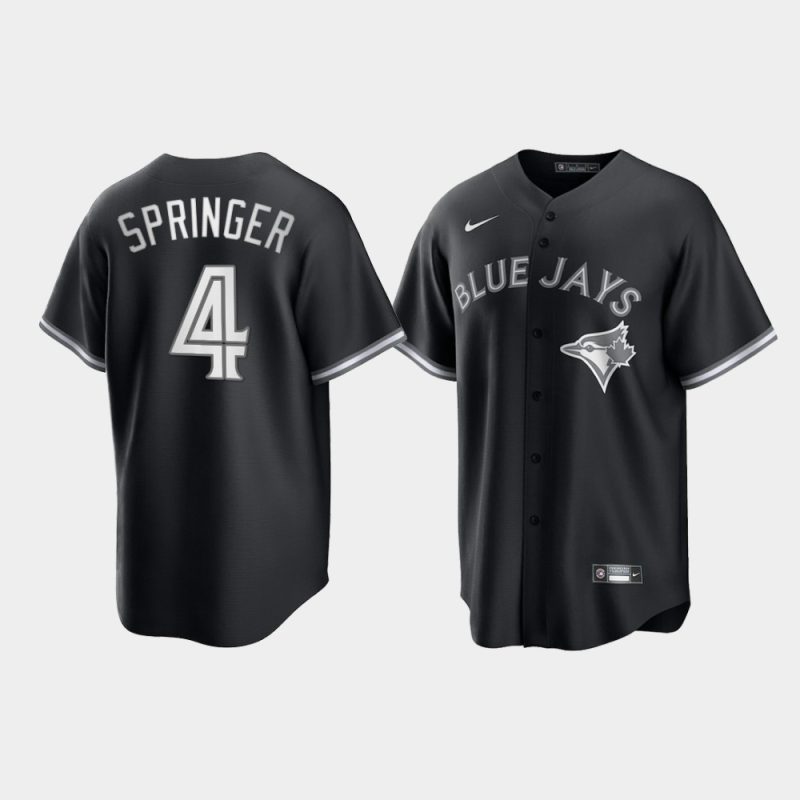 Toronto Blue Jays George Springer Black White 2021 All Black Fashion Replica Jersey