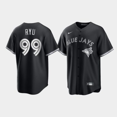Toronto Blue Jays Hyun-Jin Ryu Black White 2021 All Black Fashion Replica Jersey