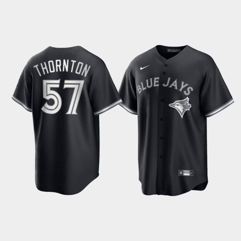 Toronto Blue Jays Trent Thornton Black White 2021 All Black Fashion Replica Jersey