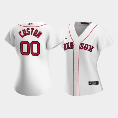Women Boston Red Sox #00 Custom White 2020 Replica Home Jersey