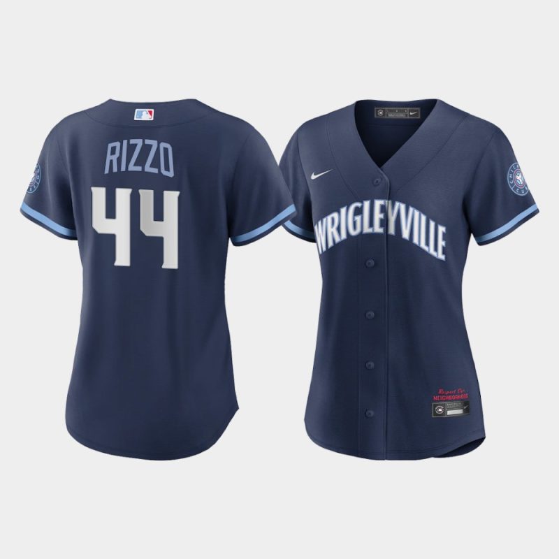 Women Chicago Cubs Anthony Rizzo #44 Navy 2021 City Connect Replica Jersey