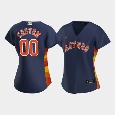 Women Houston Astros #00 Custom Navy 2020 Replica Alternate Jersey