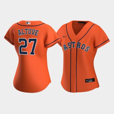 Women Houston Astros Jose Altuve #27 Orange Replica 2020 Alternate Jersey