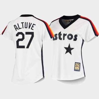 Women Houston Astros Jose Altuve #27 White Cooperstown Collection Home Jersey