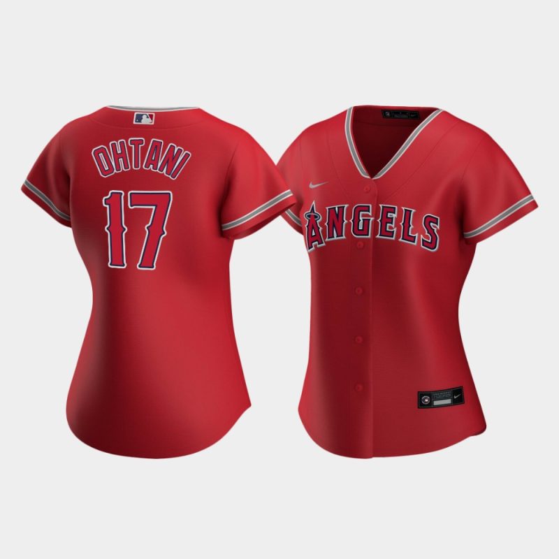 Women Los Angeles Angels Shohei Ohtani #17 Red Replica 2020 Alternate Jersey