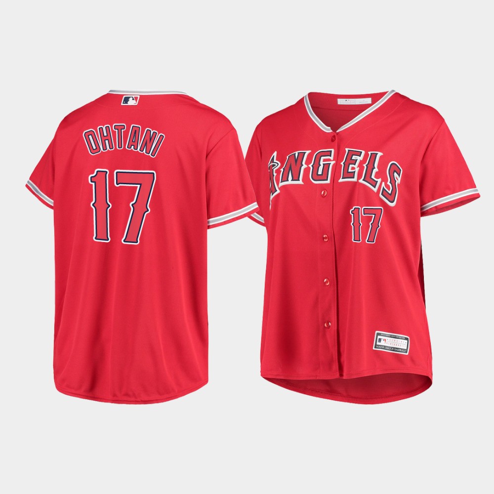 Women Los Angeles Angels Shohei Ohtani #17 Red Replica Plus Size ...