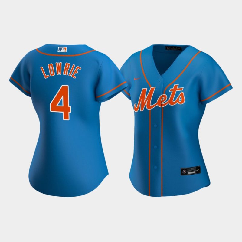 Women New York Mets Jed Lowrie #4 Royal Replica 2020 Alternate Jersey